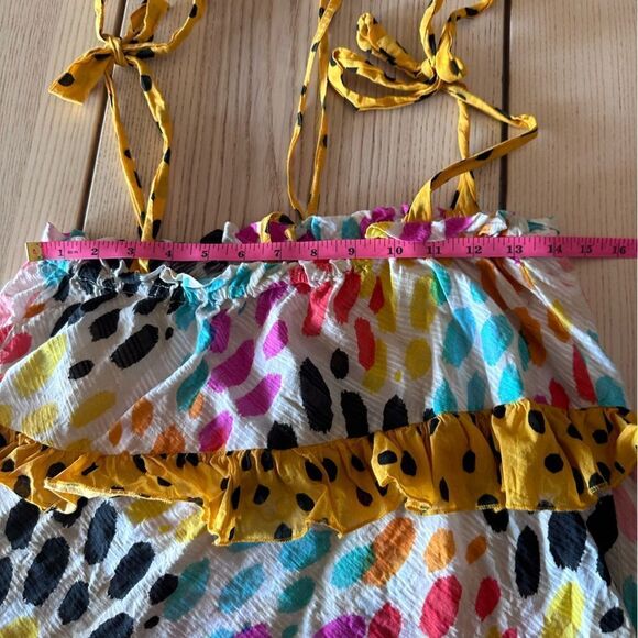 Anthropologie Conditions Apply Ruffle printed tiered abstract tie blouse - XS - Picture 5 of 9